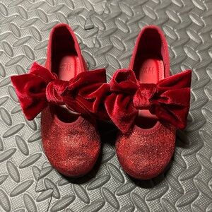 Red Velvet Bow Kids Shoes